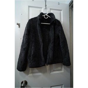 uniqlo fleece jacket dark grey womens